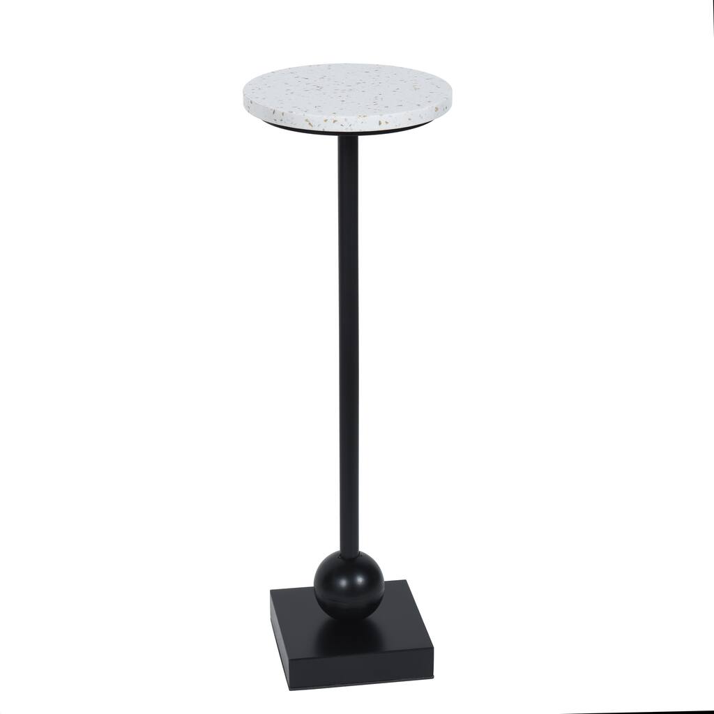 StyleCraft Ebony Pedestal Drinking Table - White & Gold Flaked Top - Dark Bronze Base