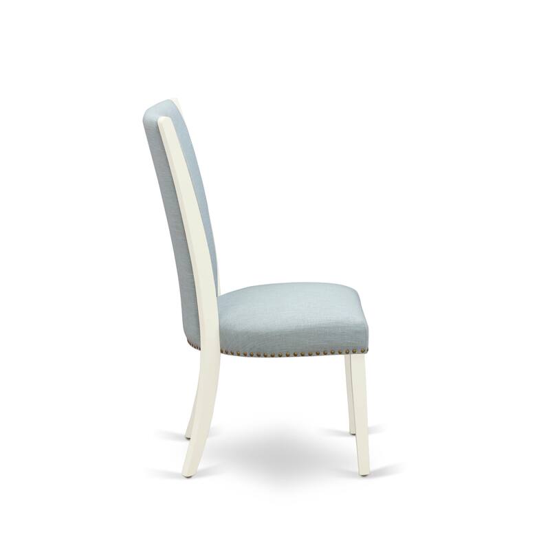 East West Furniture Verona Parson Dining Chairs - Nail head Trim Linen Fabric Chairs, Set of 2(Finish Options)