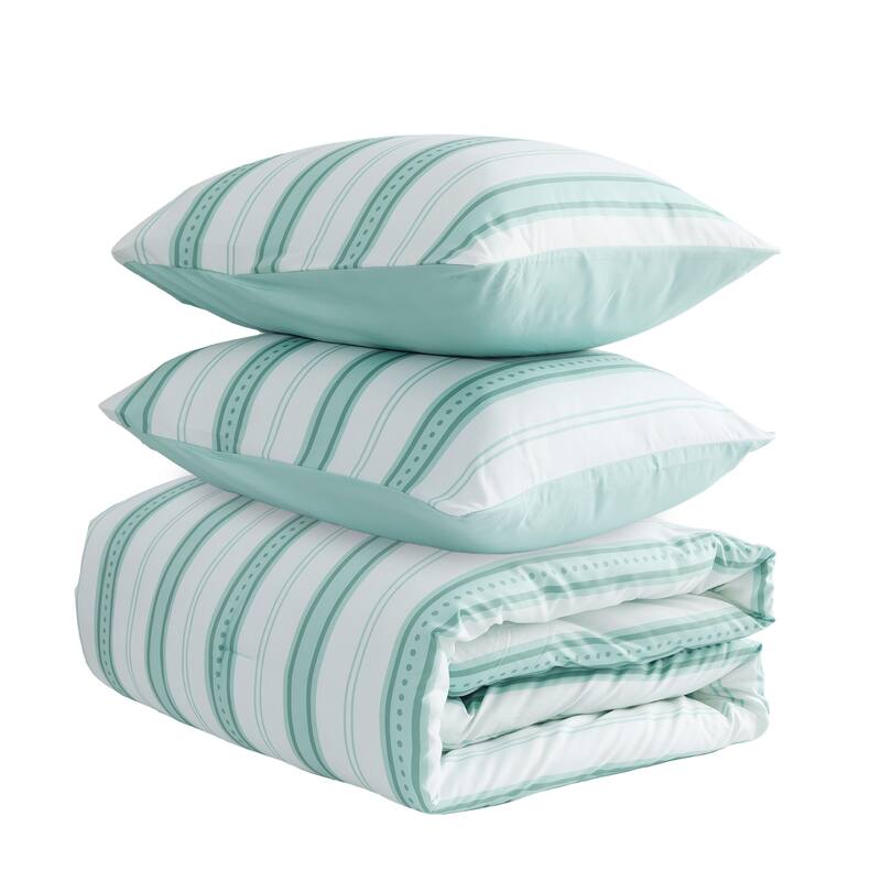 Year-Round Printed Stripe Microfiber Comforter Set