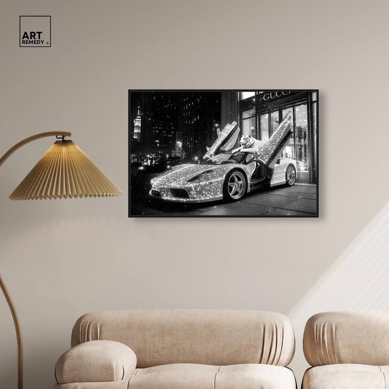 Glistening Tiger and Car Canvas by Art Remedy