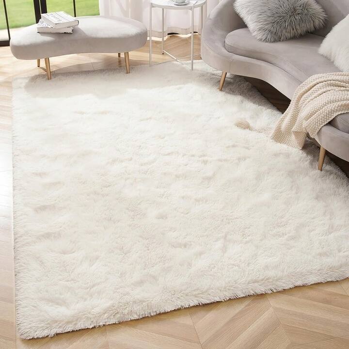 Soft Indoor Area Rug Modern Fluffy Home Carpet - 4' x 5.3'