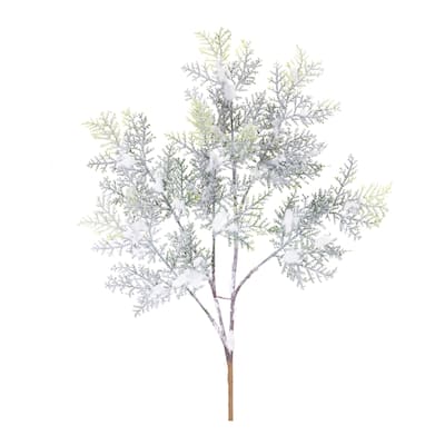 Flocked Cedar Branch (Set of 12) - Green