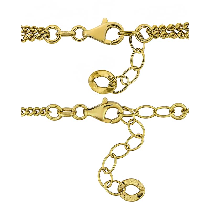 Miadora Sterling Silver Curb Link Chain Necklace and Bracelet Set