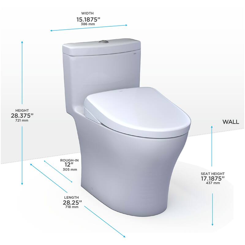 Toto MW6464736CEMFGNA#01 Aquia IV 0.9 / 1.28 GPF Dual Flush One Piece Elongated Chair Height Toilet