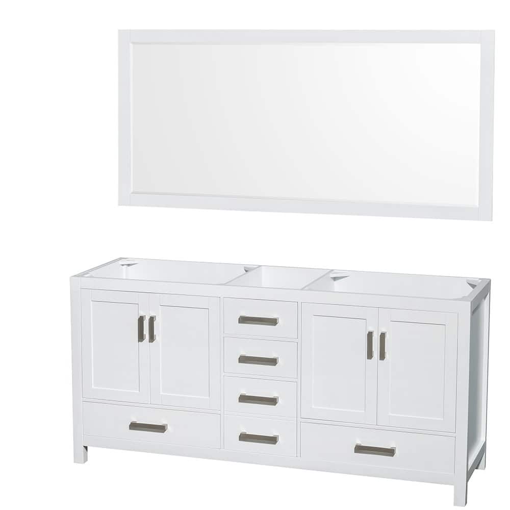 Wyndham Collection Sheffield 72" Hardwood Vanity Cabinet and Mirror -