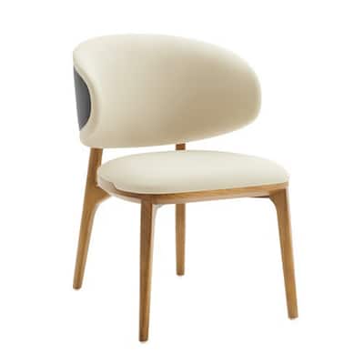 Light Walnut/Cream Faux Leather Upholstered Wood Frame Dining Chair, Sturdy Dining Chair for Dining Rooms - 22.75