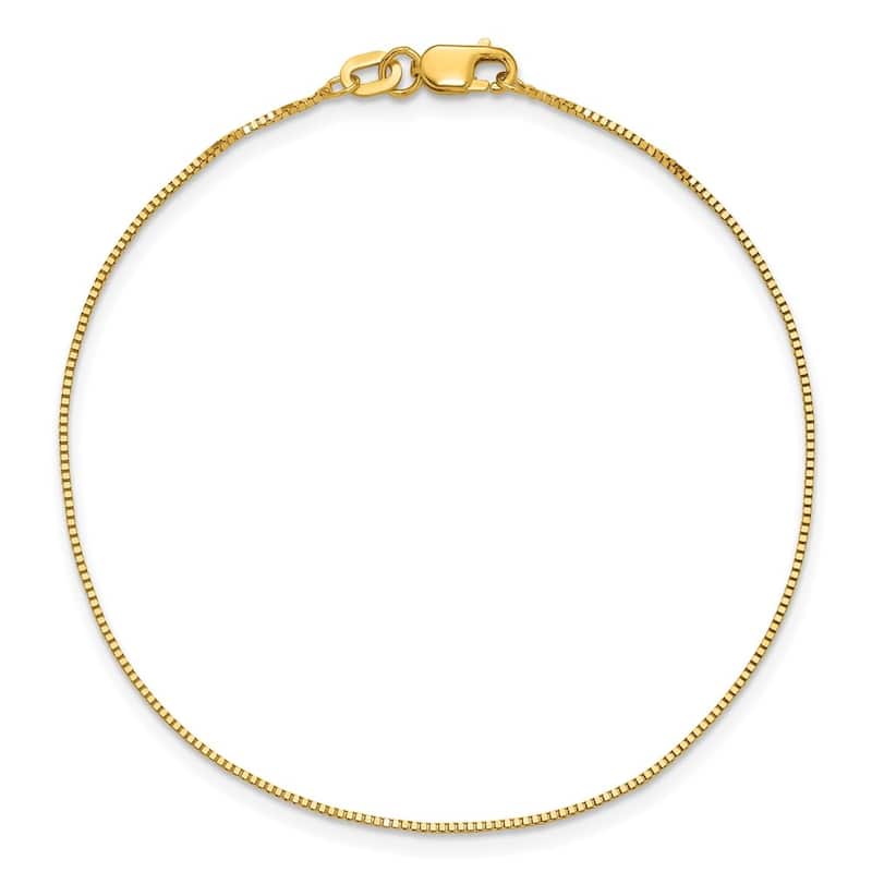Curata 14k Yellow Gold 7" Solid 0.7mm Box Chain Layering Bracelet
