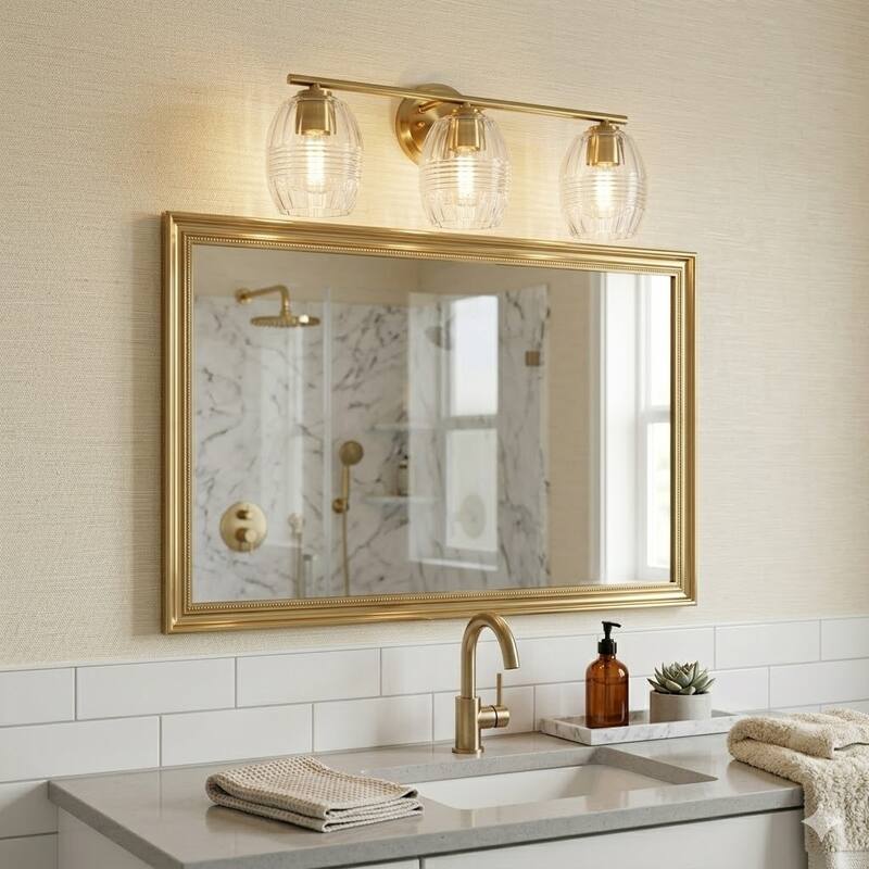 Lunix Three-Light Bathroom Vanity Fixture with Clear Glass Shades