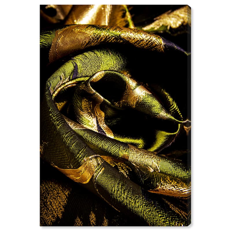 Wynwood Studio Canvas Fashion and Glam Mark Zunino - Jade and Gold Fold Gold and Modern & Contemporary Wall Art Canvas Print