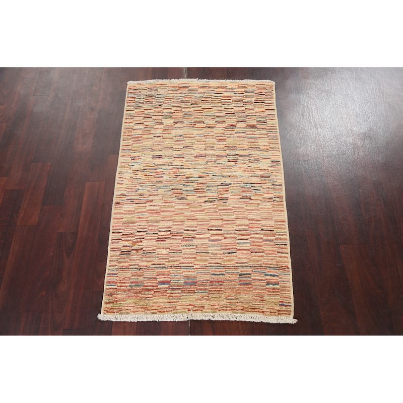 Striped Modern Gabbeh Kashkoli Oriental Wool Area Rug Handmade Carpet - 2'5" x 3'9"