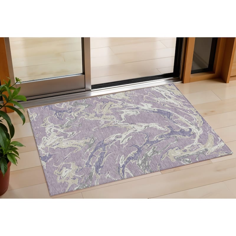 HomeRoots Abstract Transitional Rectangle Outdoor Rug - 3' x 5'