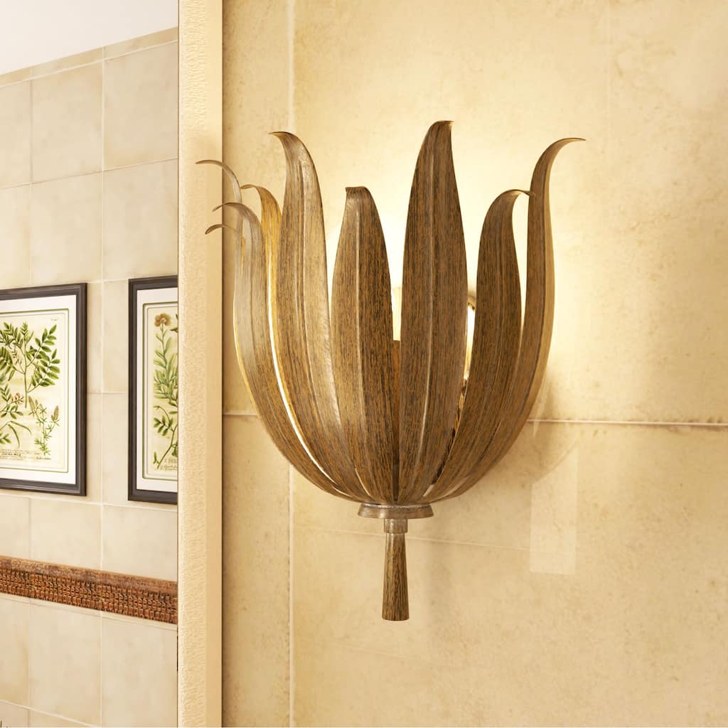 Farmhouse 1-light Maple Leaf Sconce Bathroom Wall Light