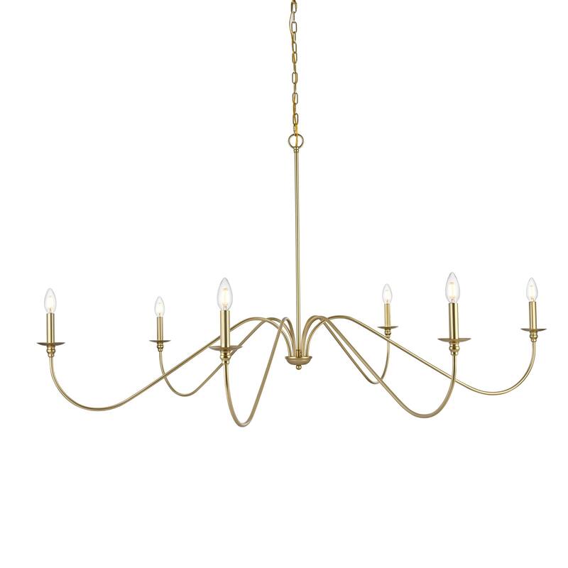 Elegant Lighting LD5056D60 Rohan 6 Light 60" Wide Taper Candle Style - Brass