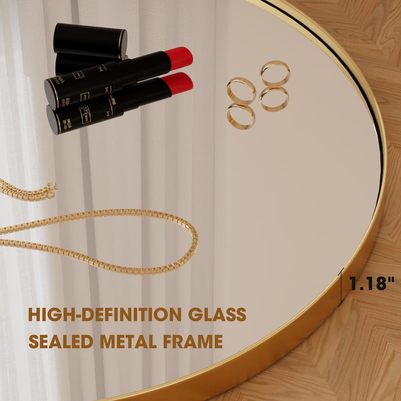 Modern Round Metal Frame Wall Mirror for Bathroom Vanity