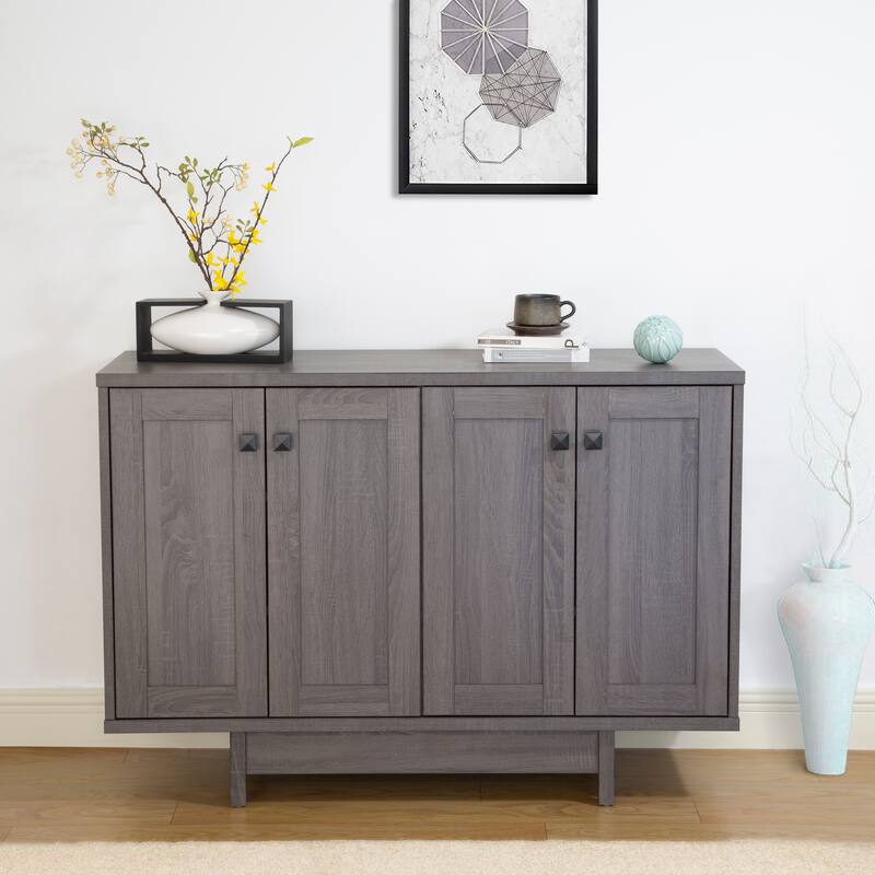 Q-Max 47"W Sideboard Storage Cabinet, Dining Server Cupboard Buffet Table with Two Storage Cabinets - Distressed Grey