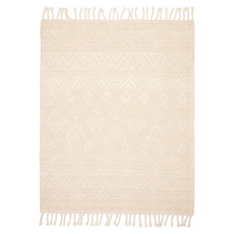 ECARPETGALLERY Braid weave Sienna Cream Wool Rug - 5'0 x 6'10 - Cream - 5'0 x 6'10