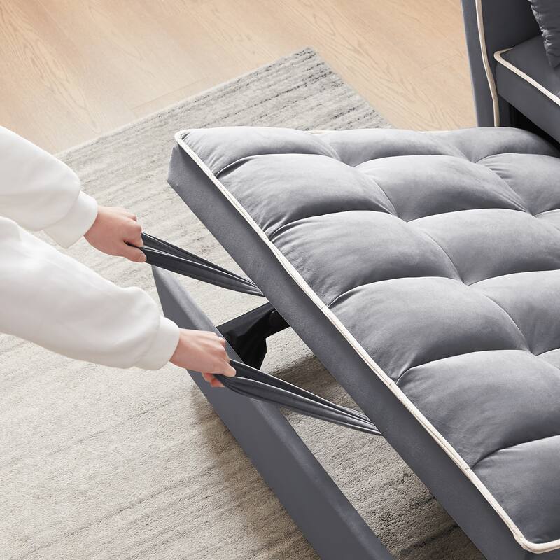 Versatile Foldable Sofa Bed Loveseat Sofa with Pull-Out Bed, USB Port and Swivel Phone Stand