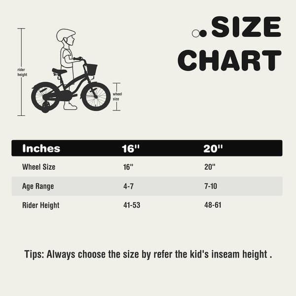 dimension image slide 1 of 3, Multiple Colors,Girls Bike for4-7 Years Old Kids,16 inch wheel ,Training Wheels Included