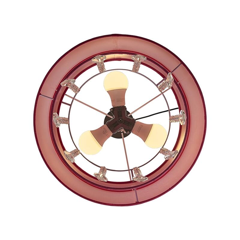 15 inch 3 lights pink cloth with crystal decoration 15 inch pendant