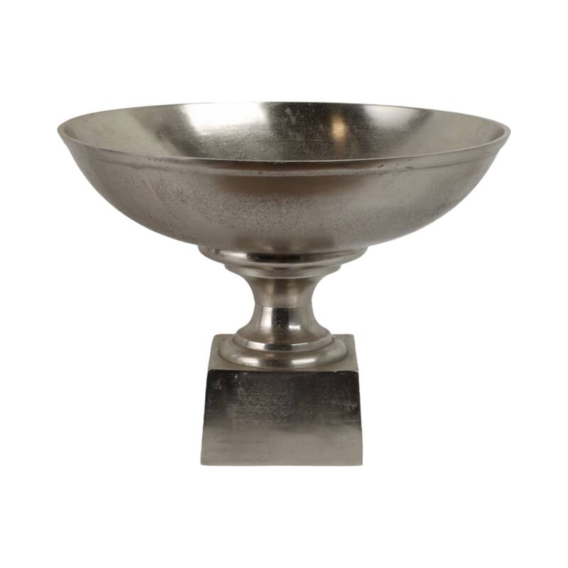 Aluminum Decorative Bowl Modern Pedestal Base Home Decor - 15" Silver - 20" x 20" x 15"