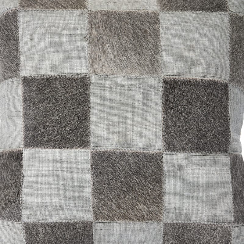 HomeRoots 20" X 20" Silver And Brown 100% Wool Geometric Zippered Pillow