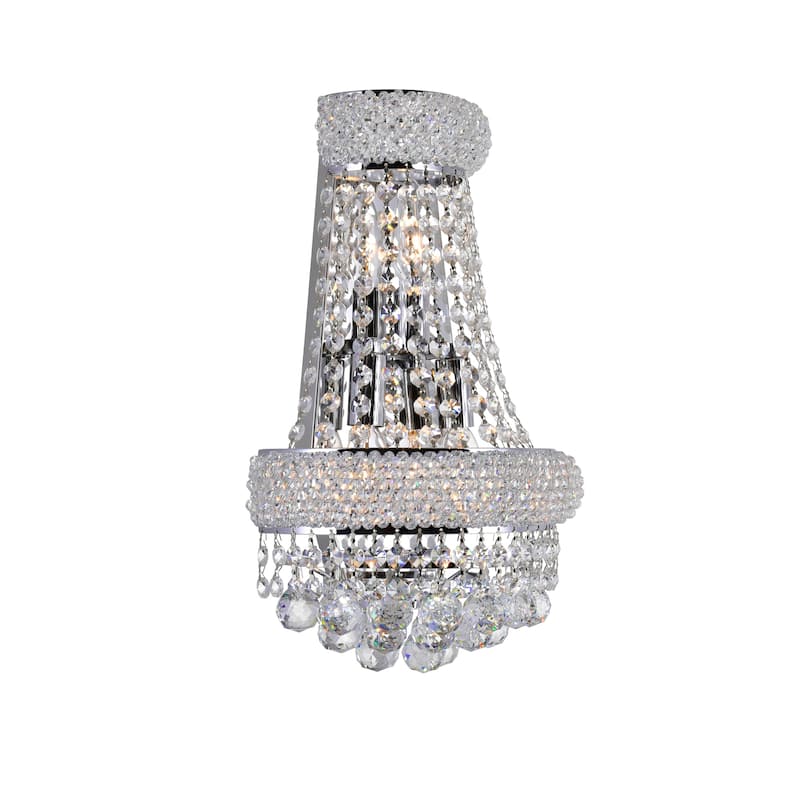 Empire 3 Light 12in Chrome Wall Sconce with Crystals