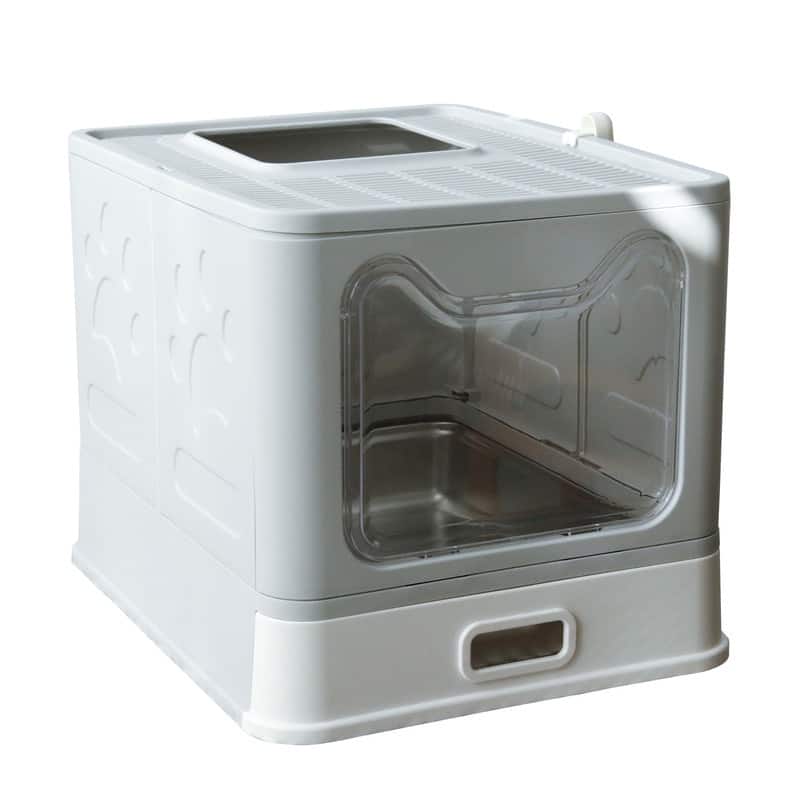Extra Large Stainless Steel Enclosed Cat Litter Box With Lid Easy Cleaning