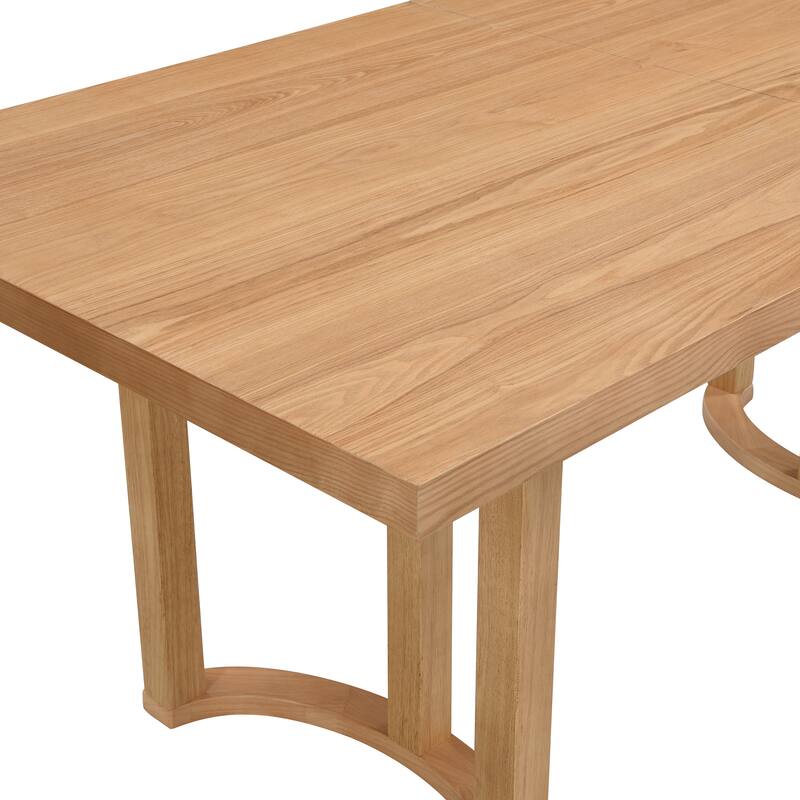 Farmhouse Design 69" Rectangular Dining Table with U-Shaped Trestle Base - Natural