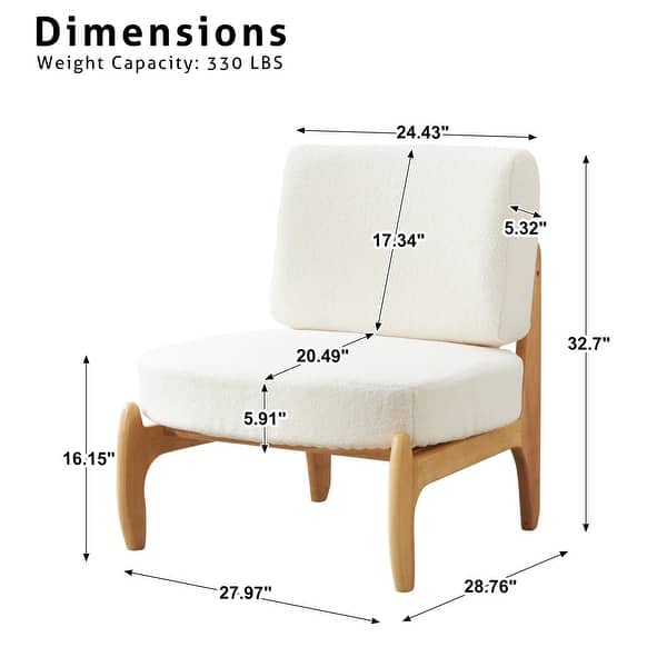 dimension image slide 5 of 6, Modern Teddy Slipper Chair Armless Lounge Sofa