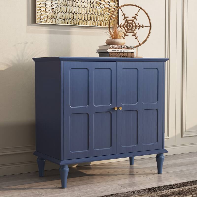 31" Mid-Century 2-Door Cabinet with Removable Tall Wine Glass Rack