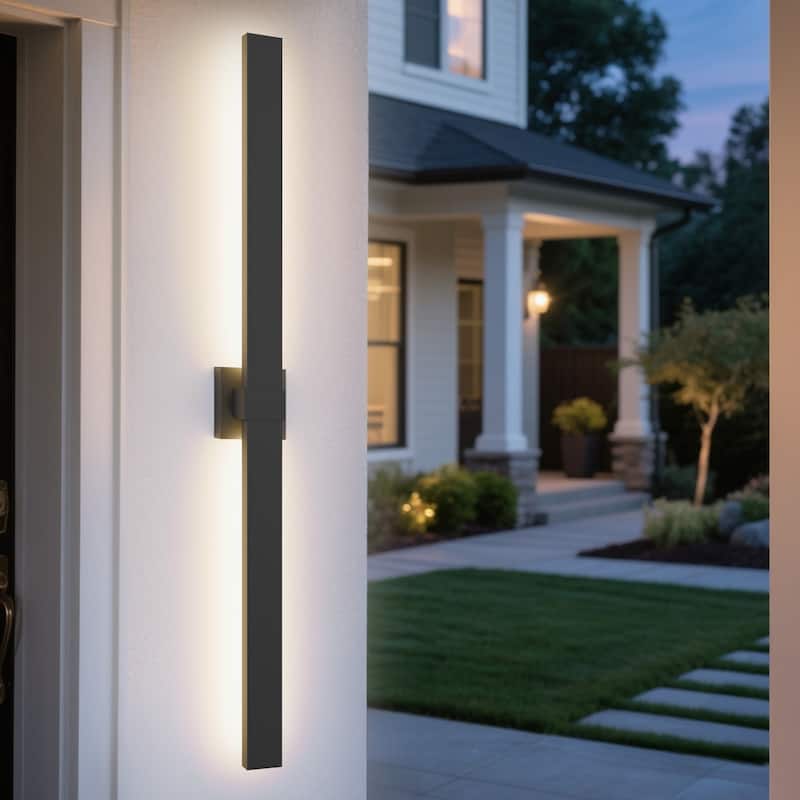 1-Light Black/White Aluminum LED Outdoor Wall Sconce - 47.2in - Black