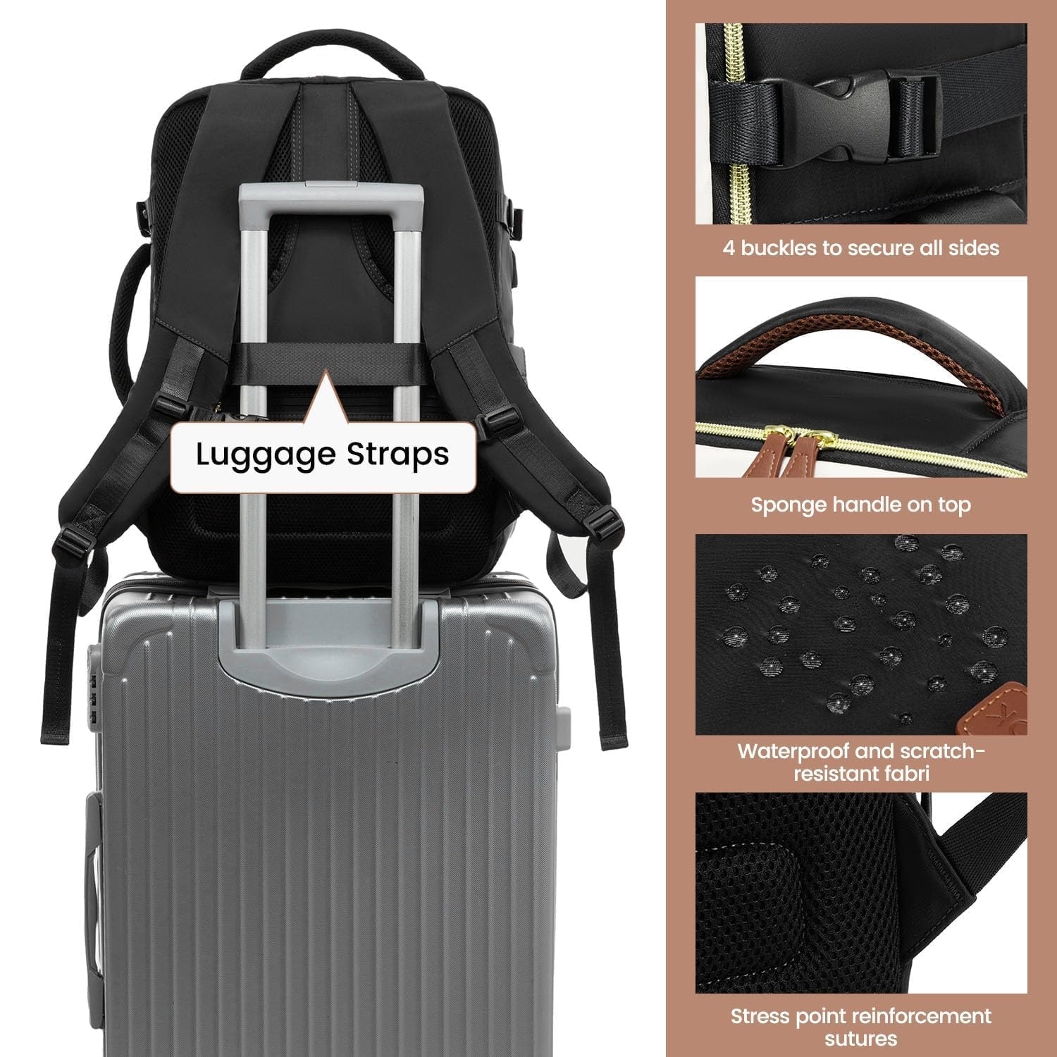 50L Expandable Travel Backpack Carry On Laptop Bag With Packing Cubes 50L Travel Backpack Carry On Airline Approved, Large  main image 2