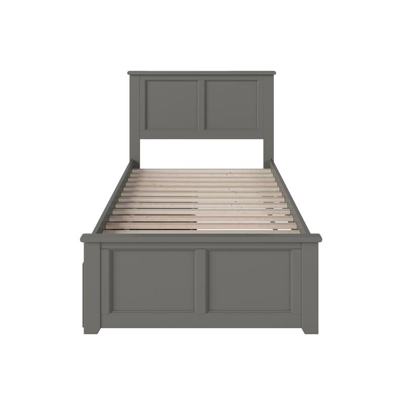 AFI Madison Twin XL Platform Bed with Matching Footboard & Storage Drawers in Grey