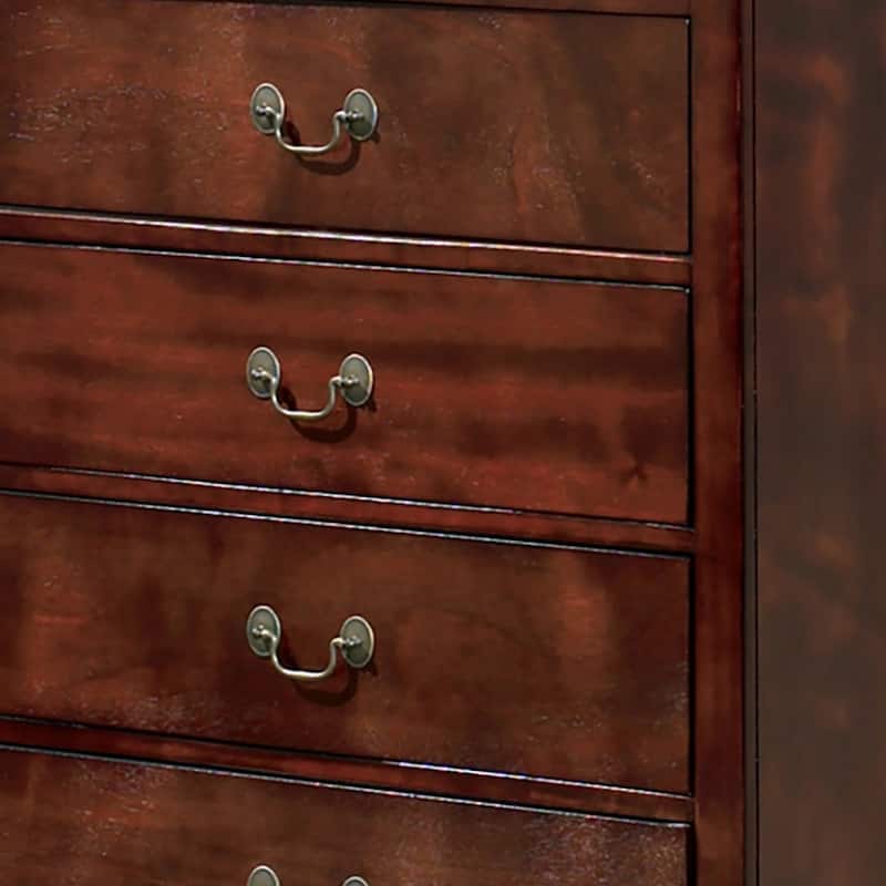Deyr Tall Dresser Chest, 5 Drawer Bronze, Louis Philippe Molding Brown