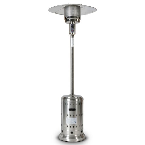 46000BTU Propane Stainless Steel Mushroom Outdoor Patio Heater, with Two Smooth-rolling Wheels with Round Side Table