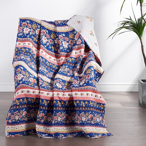 Greenland Home Fashions Marsha Cotton-Rich Reversible Throw Blanket