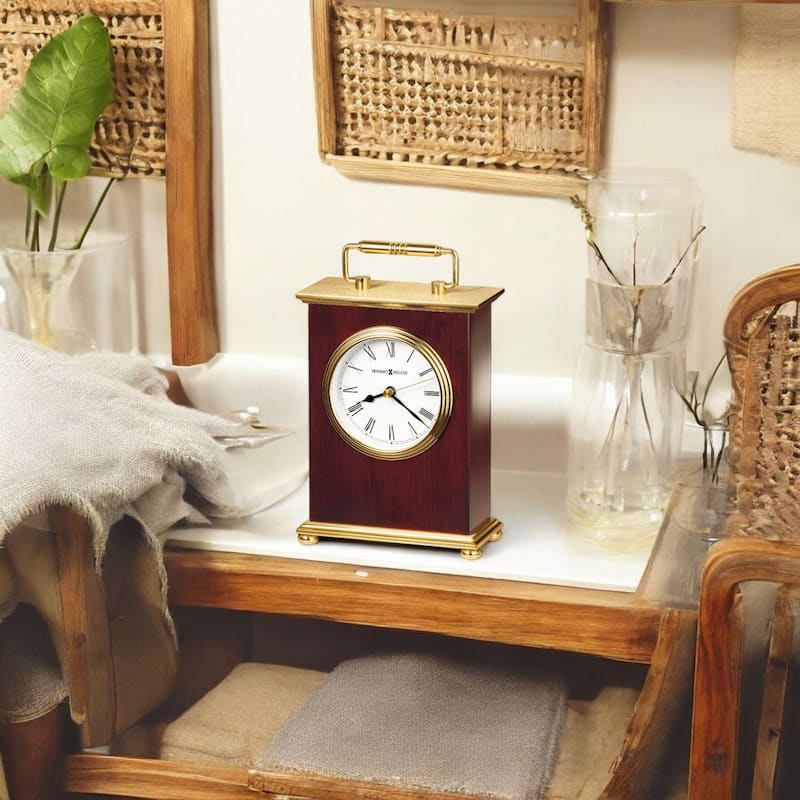 Howard Miller Rosewood Bracket Vintage Mid-Century Modern Mantel Clock - Cherry-Gold
