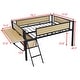 preview thumbnail 19 of 31, Stylish & Simple Single Full metal loft bed with rectangular desk, LED lights, storage shelves, safety guard and ladder, Brown