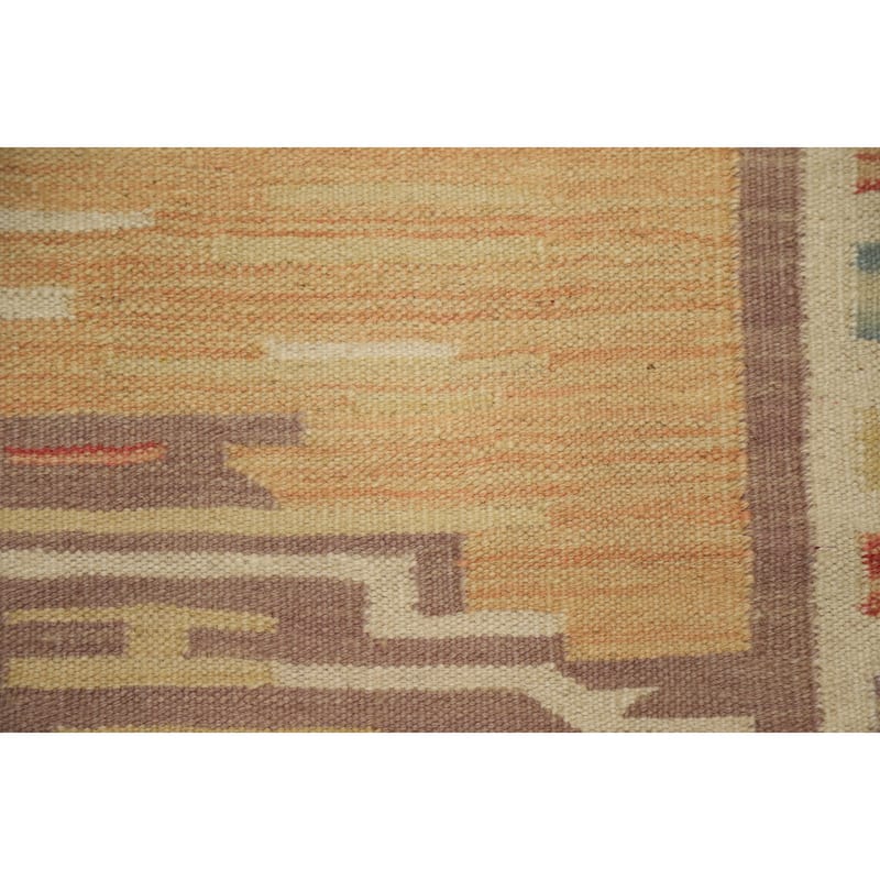 Hand Woven Oriental 100% Wool Carpet Southwestern Tribal Oranges & Rust Kilim Area Rug - 5' 0'' X 3' 2''
