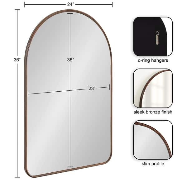 Kate and Laurel Zayda - Specchio da parete moderno con cornice glam arco, 32 x 36, colore: oro, minimalista in metallo Mid-Century rotondo ad arco con curve lisce