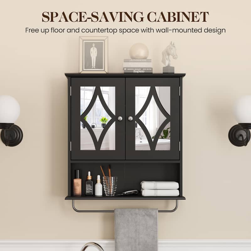 22'' W x 25.6'' H Framed Medicine Cabinet with Mirror & Adjustable Shelves