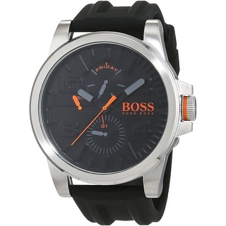 ulovlig bund Pædagogik Hugo Boss Men's 'Detroit' Black Silicone Watch - Grey - Overstock - 32397098