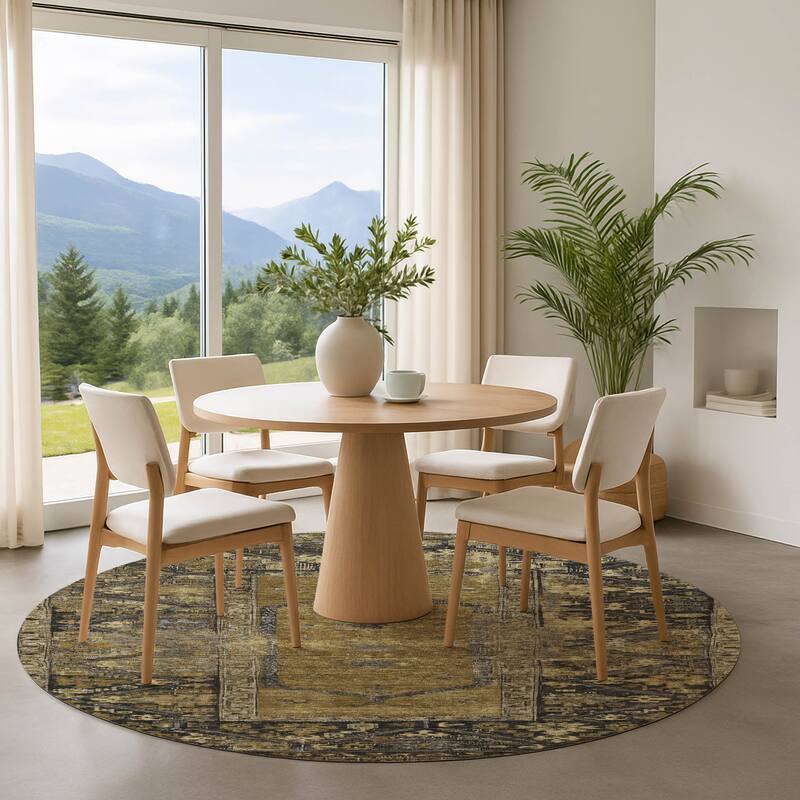 Premium Washable Super Soft Traditional Global Mayfield Rug - Brown - 8' x 8'