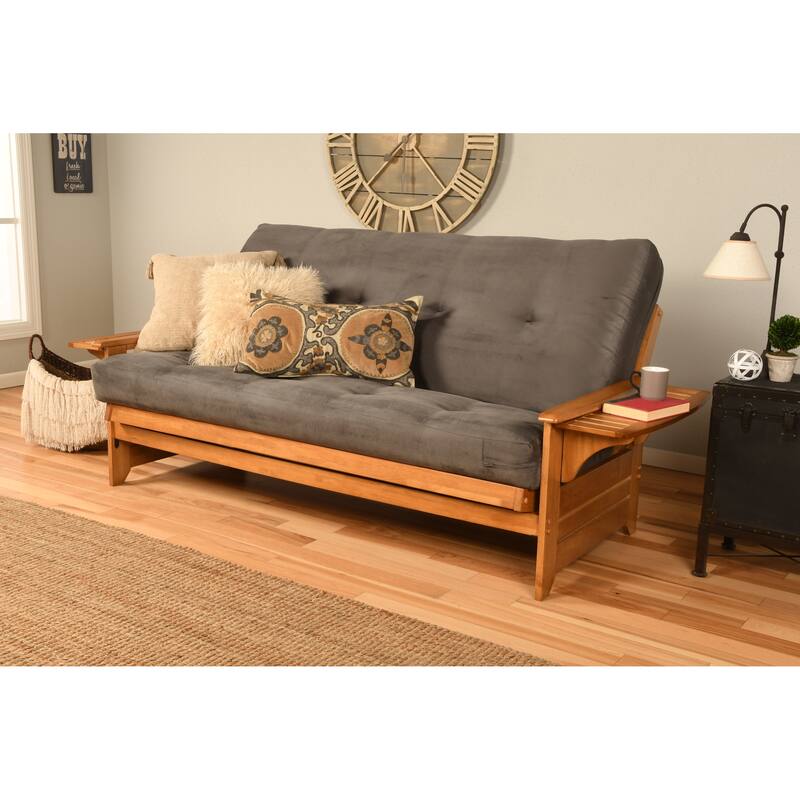 Somette Phoenix Butternut Futon Set with Mattress - Suede Gray