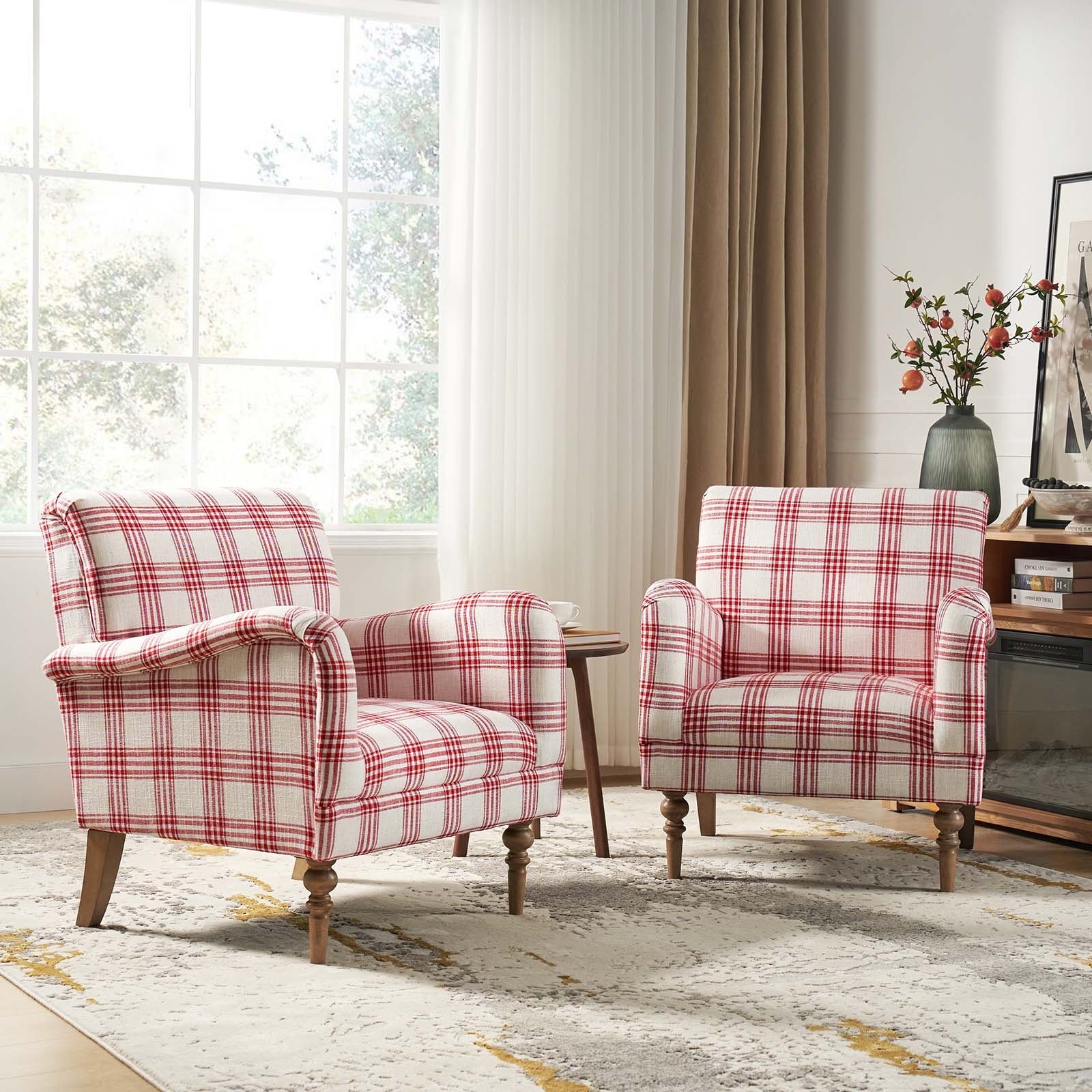 HULALA HOME Mandan 29.5" Wide Traditional Accent Armchair with Solid Wood Legs Set of 2