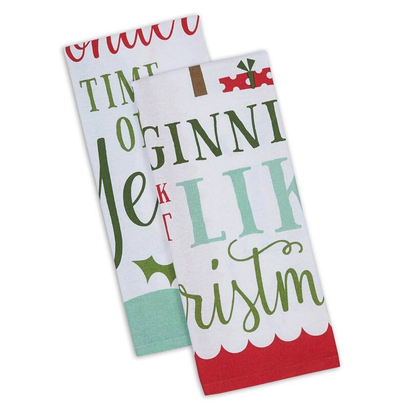 DII Assorted Christmas Printed Dishtowel - Set of 2 - Holiday Fun
