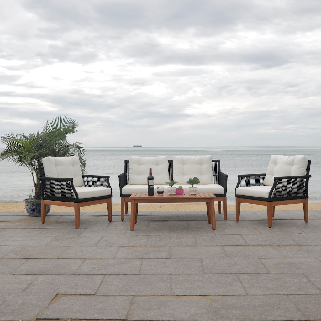 SAFAVIEH Outdoor Living Winslo 4-Piece Patio Set - 57"W x 30"D x 31"H