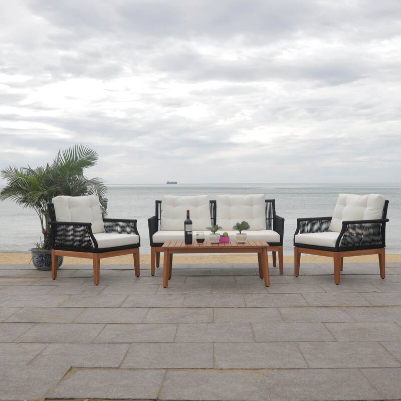 SAFAVIEH Outdoor Living Winslo 4-Piece Patio Set - 57"W x 30"D x 31"H