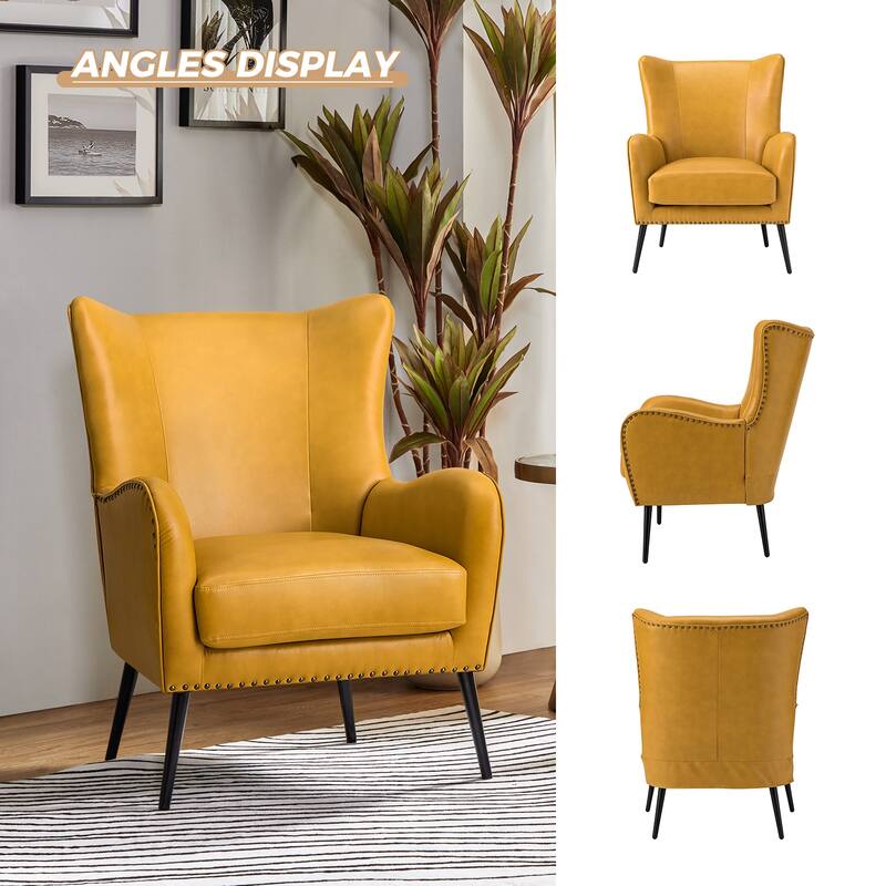 Invidiae Wooden Upholstered Armchair with Metal Legs Set of 2