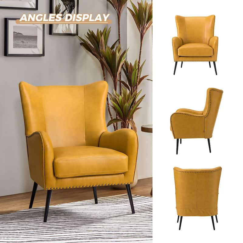 Invidiae Wooden Upholstered Armchair with Metal Legs